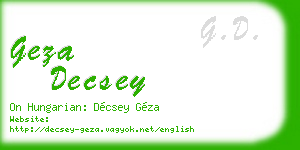 geza decsey business card